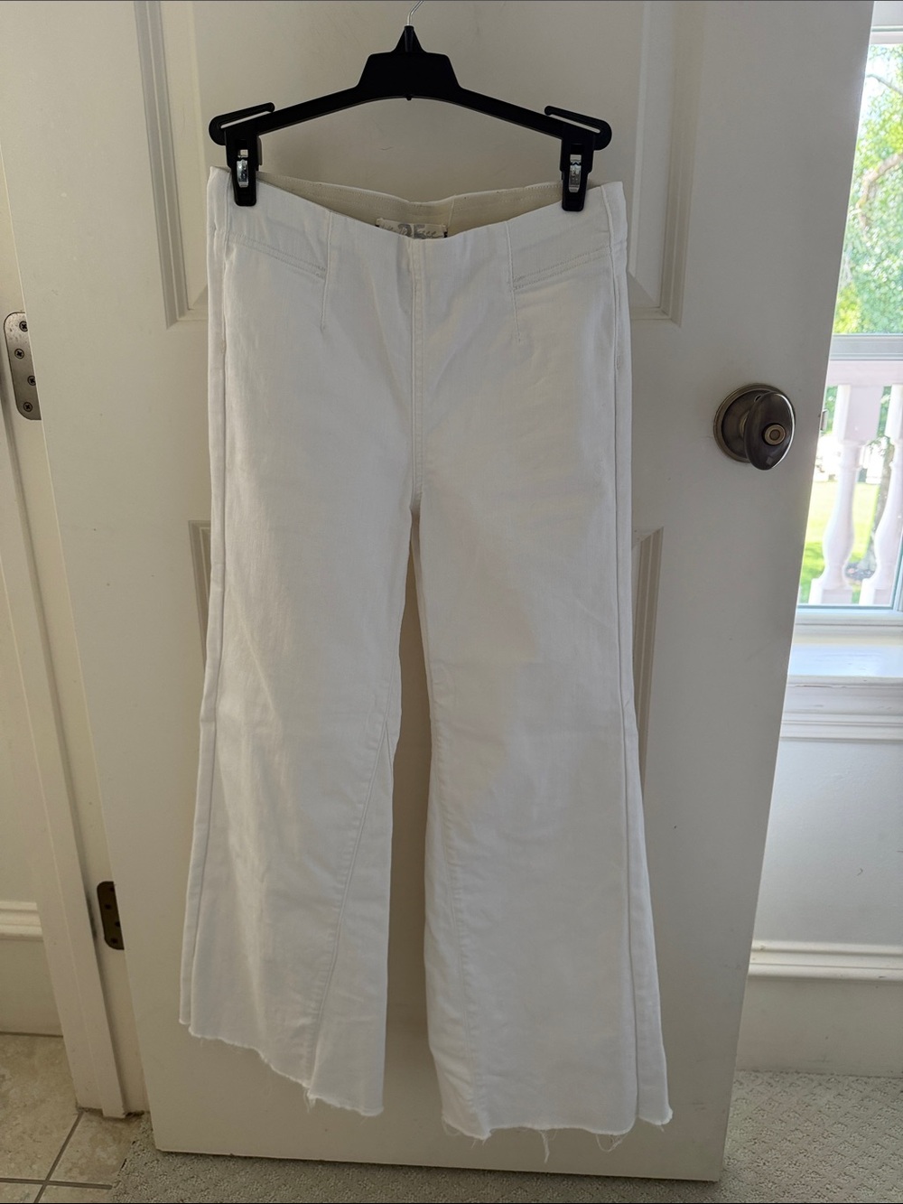 We The Free White Wide-Leg Flare Jeans